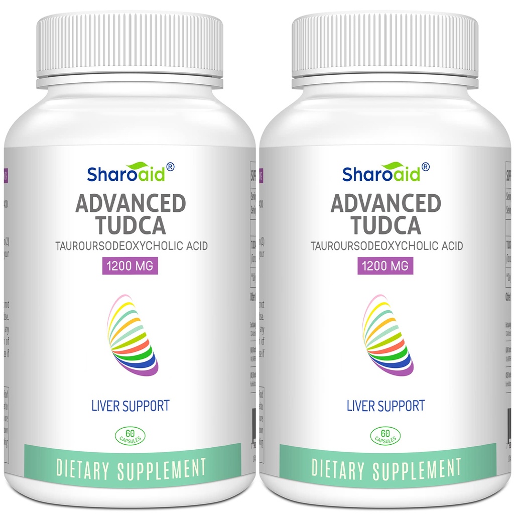 TUDCA Lever Ondersteuning Supplementen 1200 mg-Derde Partij Tested-Bile Zouten voor lever Detox Reinigen-High Strength Formula-Vegan Capsules voor lever,Gallbladder,Kidney Health,2 Fles-120 Capsules