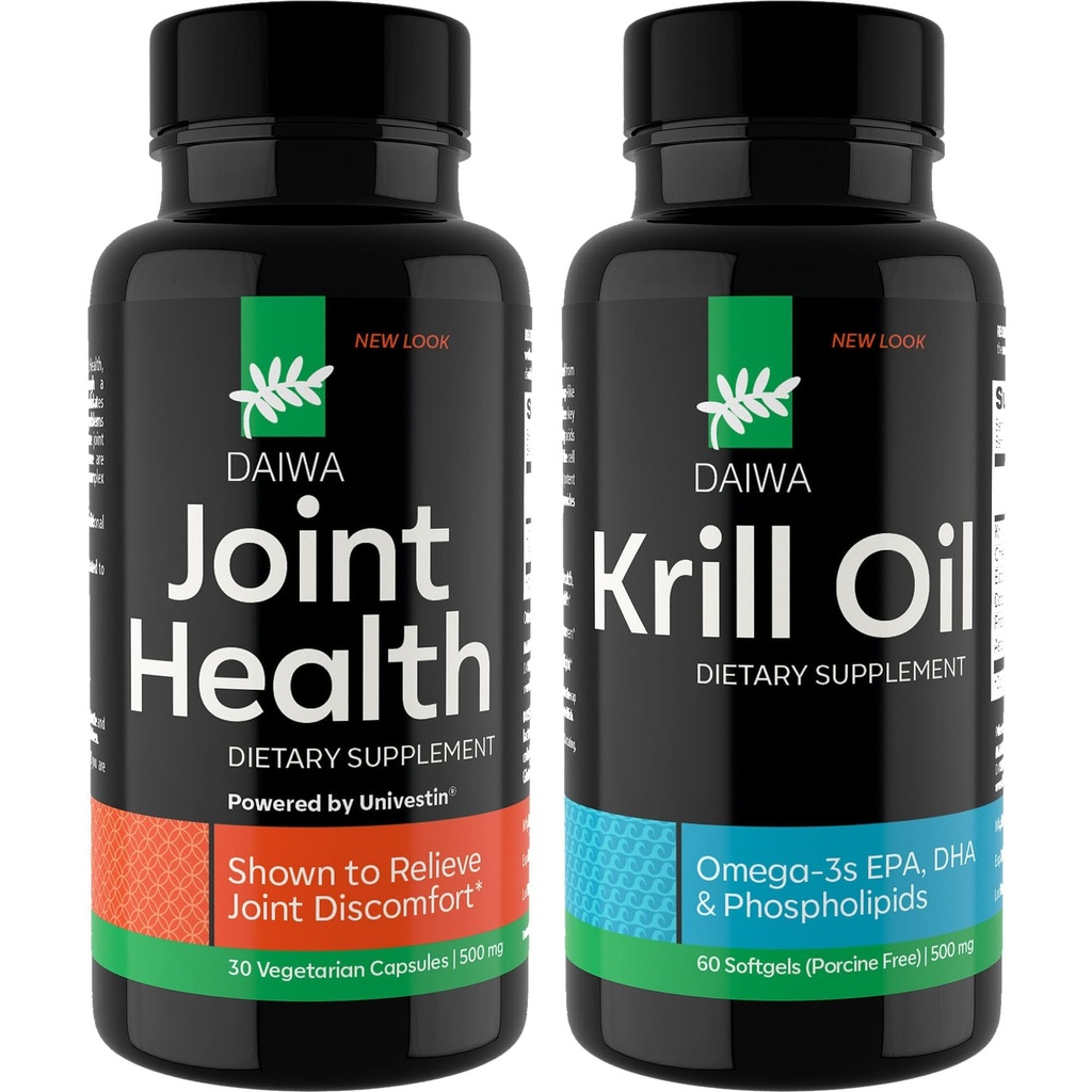 Daiwa Joint and Krill Oil Supplement Pack - Omega 3 Krill Oil Capsules met Herbal Blend, 2-in-1 formule
