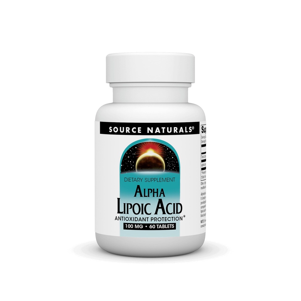 Bron Natuurlijken Alpha Lipoïnezuur Ondersteunt gezonde suiker Metabolisme, leverfunctie en energieproductie* -100 mg - 60 tabletten