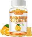 Magnesium Glycinate Gummies 1000mg met Magnesium L-Threonaat, Gecheld Magnesium Kalium Complex Supplement met VitD, B6, CoQ10, Calcium, Ondersteuning voor Geheugen, Kalm, Mood - 90 Gummies Orange