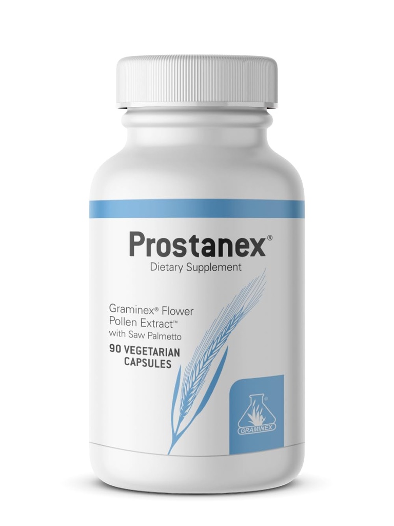 Graminex Prostanex - Prostate Health Supplement Flower Pollen Extract, Saw Palmetto - Ondersteuning voor blaascontrole en urinetrek gezondheid, rogge pollen Extract Made in USA, 90 Vegetarische Capsules