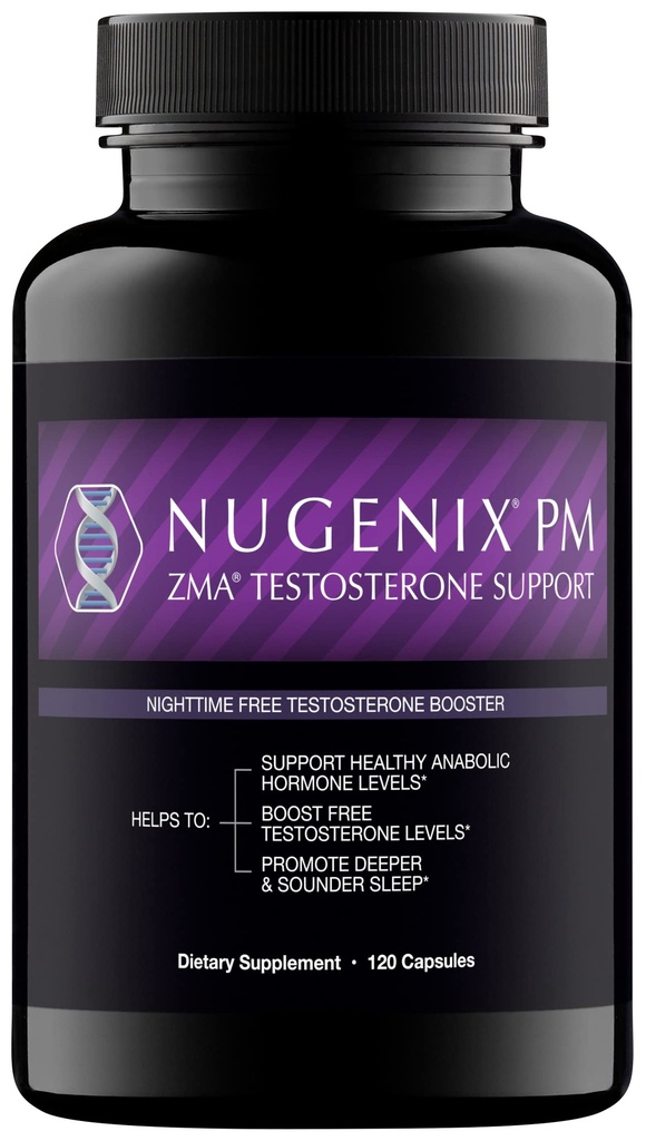 Nugenix PM ZMA - Nighttime Gratis Testosteron Booster en slaapondersteuning, 120 Tellen