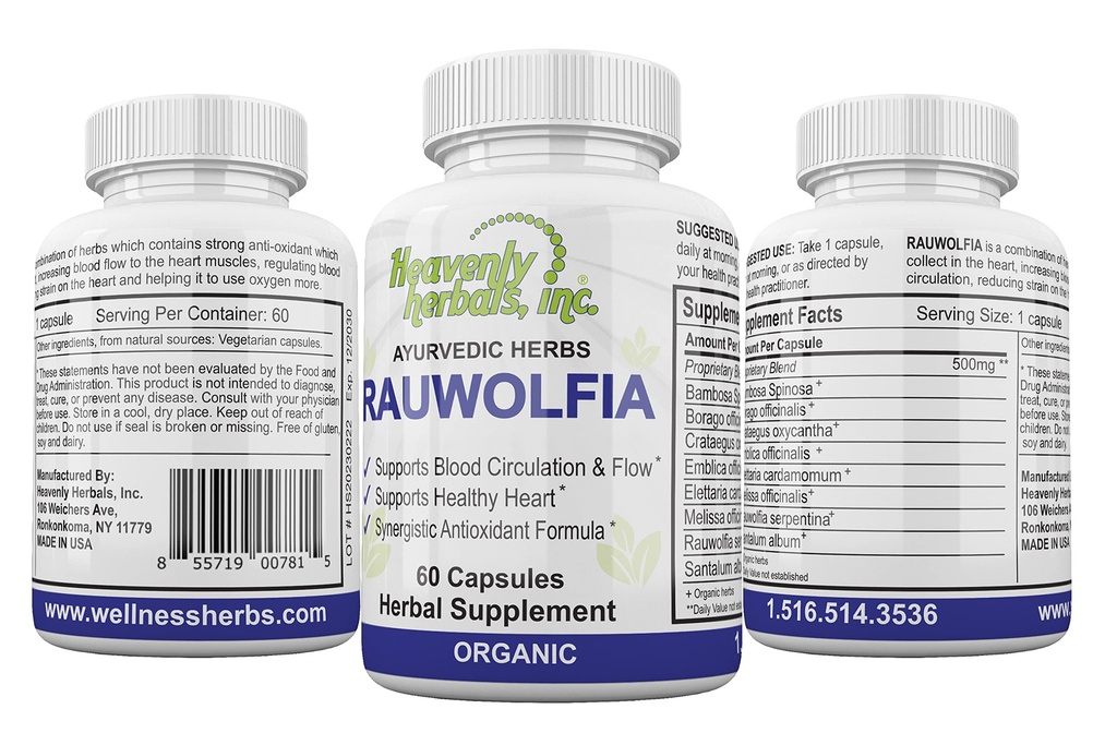 Rauwolfia Capsules, Organisch Kruidensupplement 