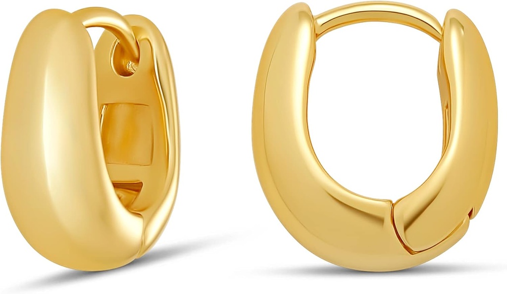 Essentials 14K Goud of Sterling Zilver Platte Teardrop Huggie Hoop 12mm