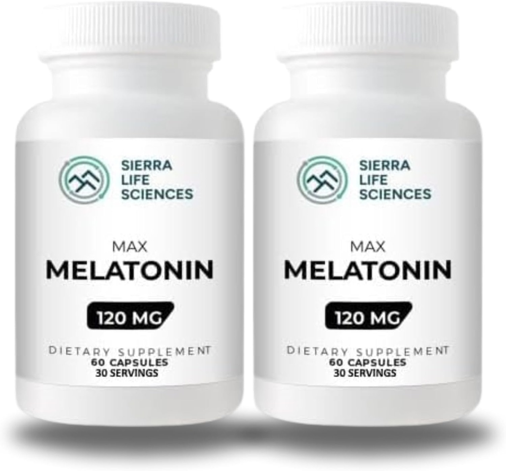 120 mg Hoge dosering Melatonine Max in makkelijk door te slikken capsules - 30 porties (verpakking van 2)