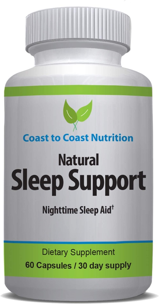 Slaap Support Supplement, 60 capsules met L-Tryptofan, GABA, kamille, Melatonine 10 mg + Eigen Slaap Formule Blend. Slaap beter, langer slapen en Wake verfrissen. Levering 30 dagen