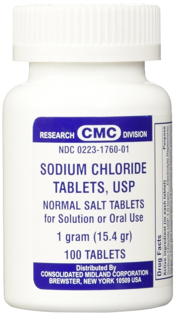 Natriumchloridetabletten 1 Gm, USP normale zouttabletten - 100 tabletten