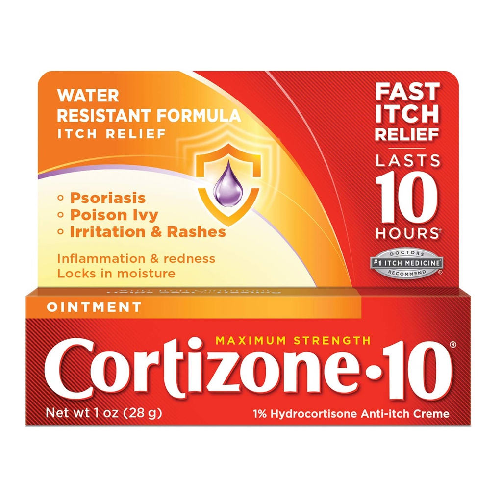 Cortizone 10 Maximale sterkte Zalf 1 oz., 1% Hydrocortison Zalf voor Itch Relief - Verpakking mei Vary