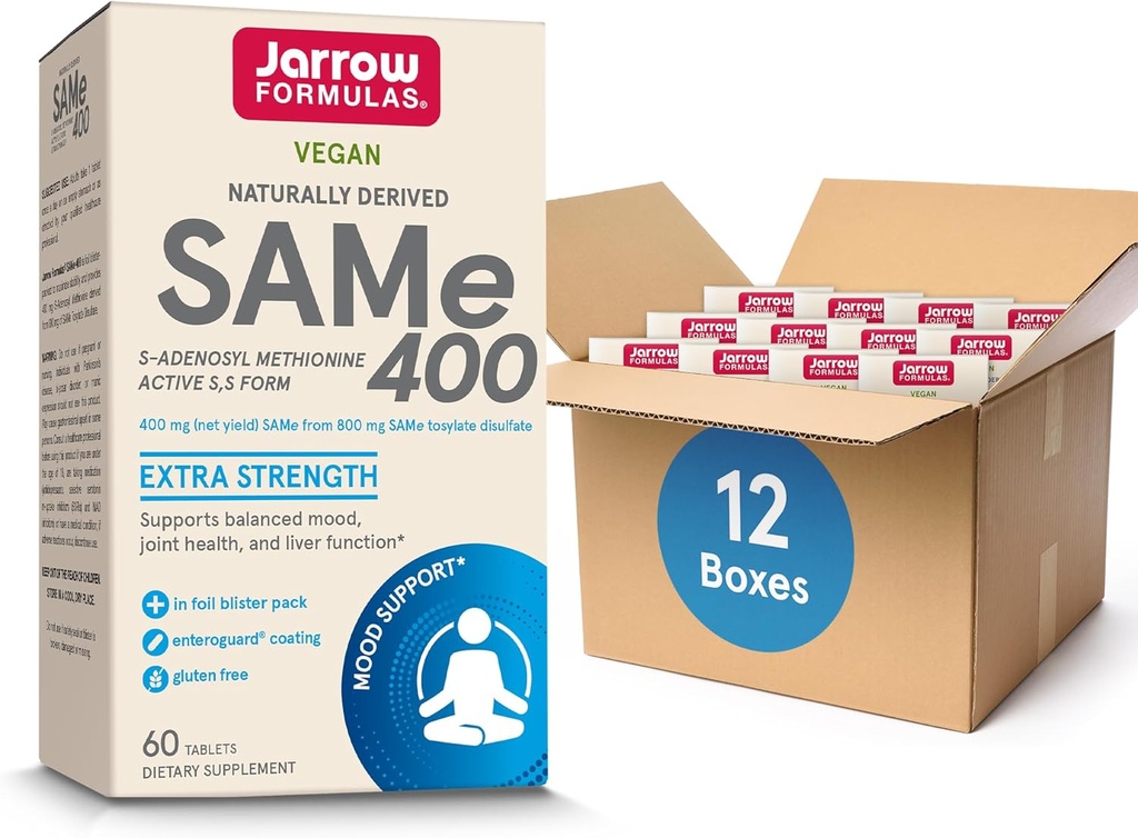 Jarrow Formulas Zelfde 400 mg, Ondersteunt Joint Health, Leverfunctie, Hersenmetabolisme, 60 tabletten, Tot een 60 dagen levering, Pak van 12