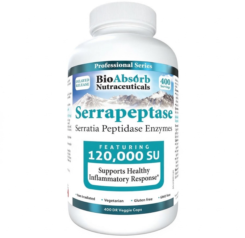 BioAbsorb Serrapeptase Supplement 120000 SPU, Hoge Potentie, Vertraagde Release