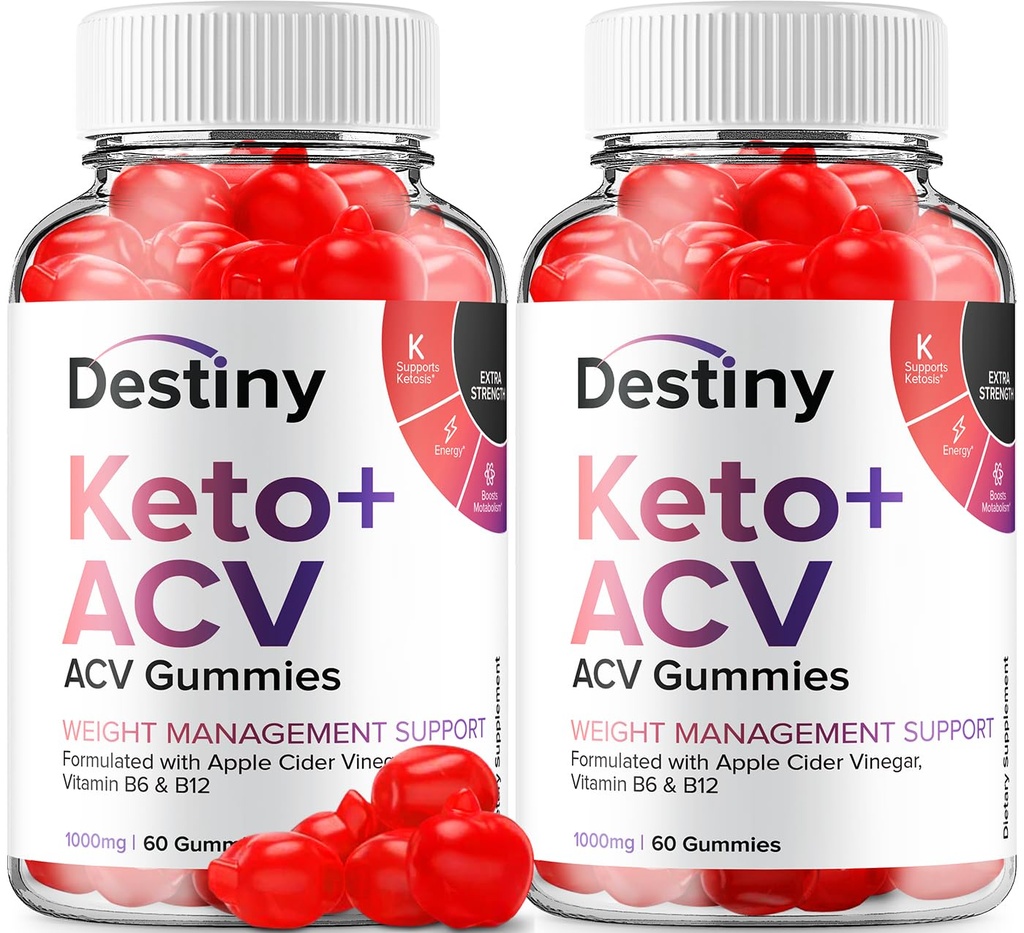 (2 Pack) Destiny Keto ACV Gummies - Advanced Formula Destiny Keto Plus ACV Gummies Apple Cider Vinegar, Weight Management, Destiny ACV Dieet Supplement (120 Gummies)