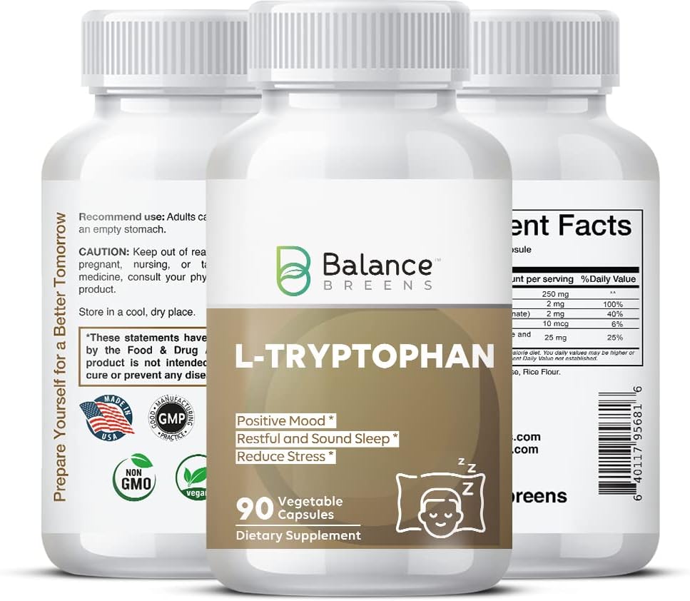 L-Tryptofaan 250mg, 90 Veg Capsules - Supplement voor rustgevende slaap en ontspanning