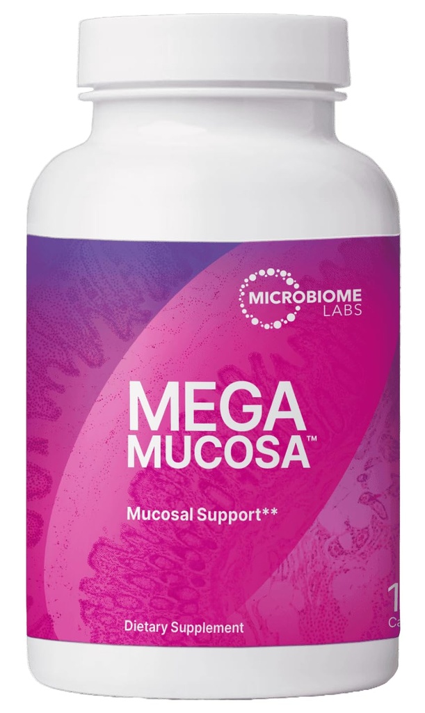 Microbiome Labs MegaMucosa - Aminozuren Supplement met Dairy-Free Immunoglobulines - Gut Health + Immune Support for Women & Men - for Complete Musical Support (180 Capsules)
