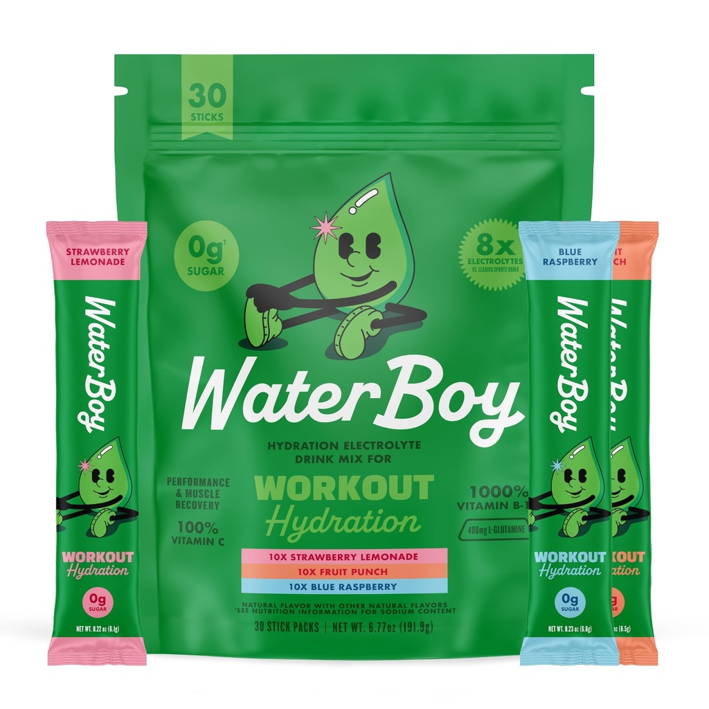 Waterboy Workout Hydration, Variety Pack, Sugar Free Electrolytes 30ct