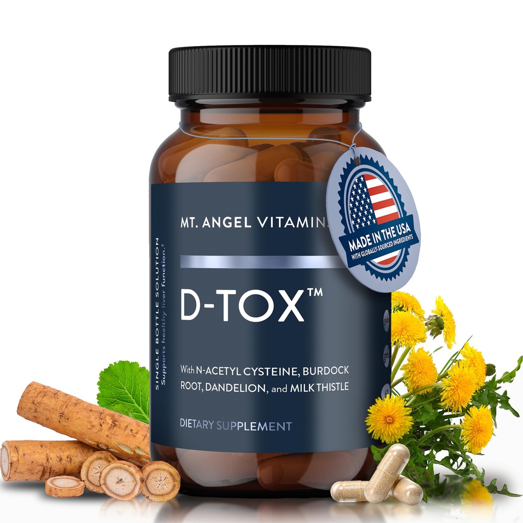 Mt. Angel Vitaminen D-Tox - Geavanceerde Lever Reiniging & Detox Reparatie Supplement, Ondersteunt Fatty Liver Health & Enzyme Reduction met Milk Thistle, NAC, en Dandelion Root - 60 Capsules