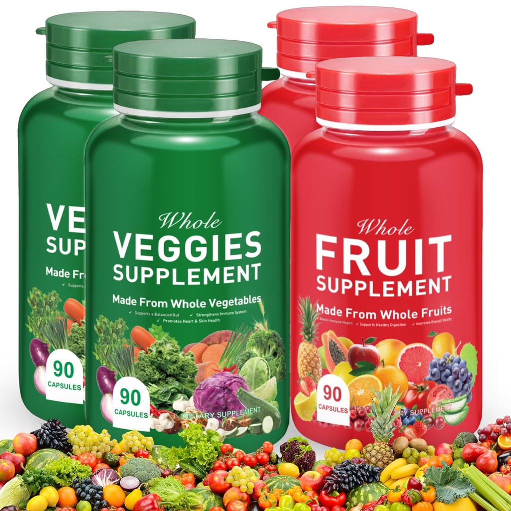 Fruit en groenten Capsules - 100% Whole Natural Fruit en groenten supplementen - Vitaminen Supplement Dieet Voedingsbalans, Voedingssupplementen Ingrediënten Blended Vitamine & Mineral