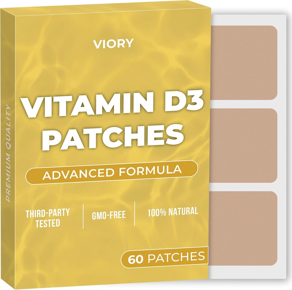 D3 Patches (pakket van 60) - 100% natuurlijke D Patch voor vrouwen en mannen - met calcium, Magnesium, K2 - Immune & Body Support - verbeterde formule