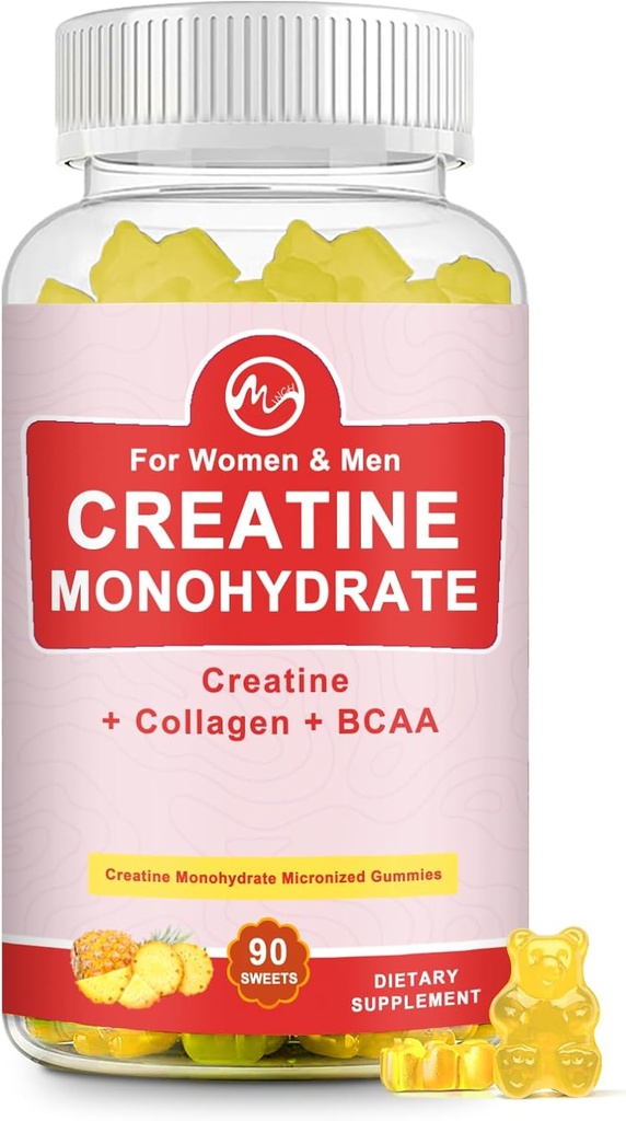 Creatine Monohydraat Gummy voor vrouwen en mannen, Creatine supplementen, Suikervrij, Kauwbaar, voor spierondersteuning