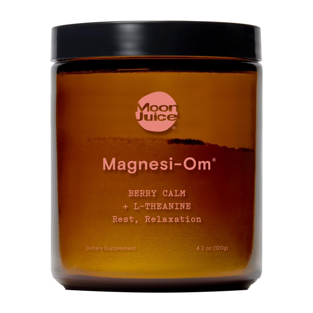 Moon Juice Magnesi-Om Magnesium Powder Supplement - Chelated Magnesium Complex + L-Theanine Blend for Rest, Relaxation & Regularity - Vegan, Non-GMO & No Sugar, Berry, 4.2 oz, 30 Servings