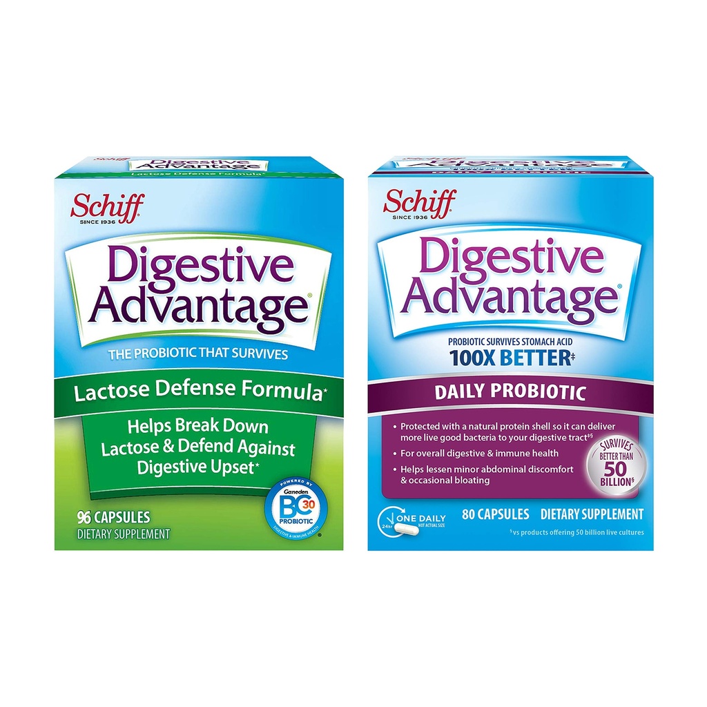Dagelijkse Probiotische Capsule - Digestief Voordeel 80 Capsules en Lactose Defense Lactase Capsule (96 Capsules)