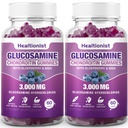 2 Packs 3000mg Glucosamine Chondroitin Gummies met MSM & Vlierbes - Extra sterkte Joint Health, Flexibiliteit, Antioxidant Immuun Ondersteuning Supplement Gummy voor volwassenen, mannen & vrouwen 120 Cts