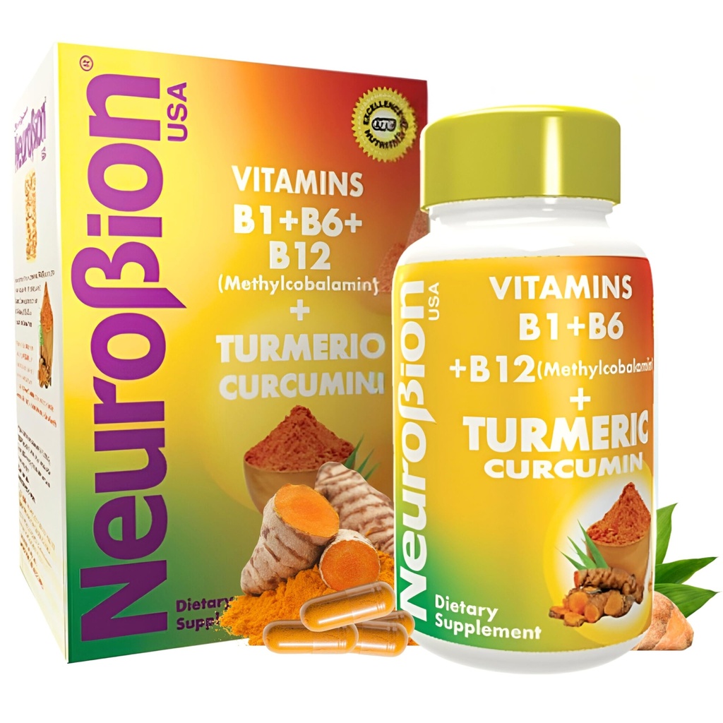 Neurobion Kurkuma Curcumin 650 mg Kruidensupplement voor antioxidant Support, Hoge Absorptie Ultra Krachtige Kurkuma Supplement Multivitaminen Complex met B12, 40 Capsules
