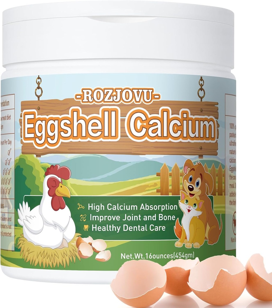 Eierschaal Poeder voor honden en katten, Eierschaal Calciumsupplement, Groot voor osteoporose, voeden Bones, Ondersteunt gewrichten, tanden, en gezondheid van het hart(16 oz)