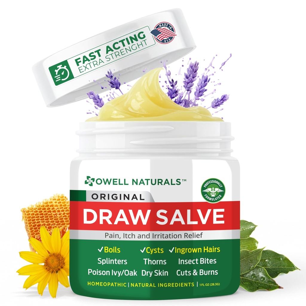 OWELL Naturals Tekening Salve Zalf voor Boil & Cyst Verwijdering, Diepe Ingegroeide Haar, Splinter Verwijderaar, Bug Spider Bites, Bijensteek, Muggen jeuk, Poison Ivy