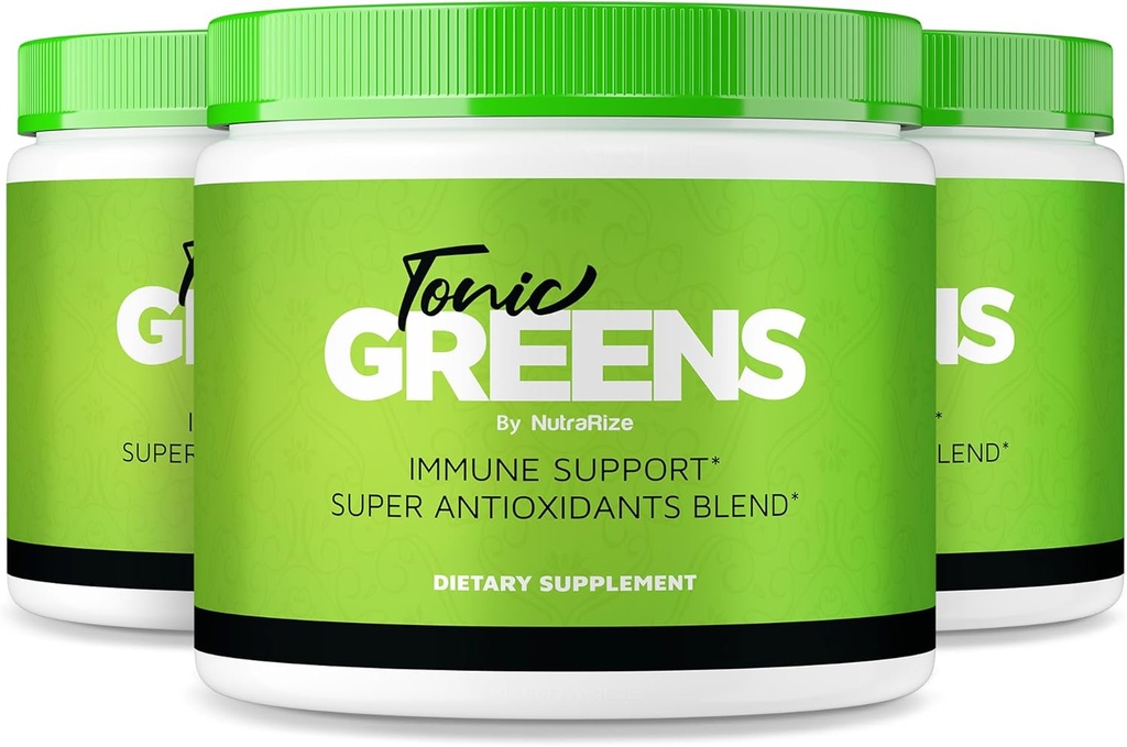 NutraRize (Pack van 3 Tonic Greens, All-Natural Supplement in een Jar voor Immune Support, Delicious Way to Detox The Body, Powder for Health and Wellness Reviews (90 Servings)