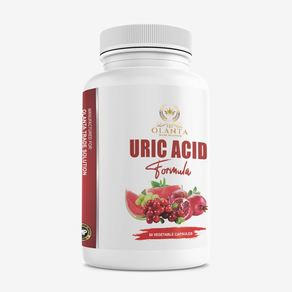 Generieke URIC Acid Complex - Lagere urinezuurniveaus, Lager urinezuur, Citroenzuur, Selderijzaad, Granaatappel, Tart Cherry, Groene koffiebonen, Melkdistel, Cranberry - 1 Fles 60 Capsules
