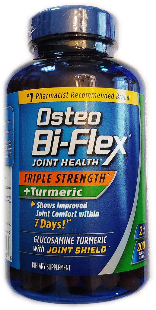 Osteo Bi-Flex, Triple Strength + Kurkuma, 200 tabletten, met Glucosamine HCI en Kurkuma Curcumine, Gezamenlijke Supplement voor mannen en vrouwen