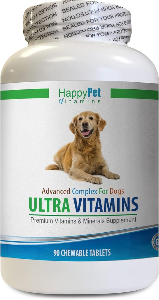 Hondenvoeding Supplementen - Ultra Vitaminen en Mineralen voor Honden - Beste Gezondheid voor Honden - Natuurlijke Treats - Essentiële NUTRIËNTEN - Honden Vitamine b Complex - 1 Fles (90 Treats)