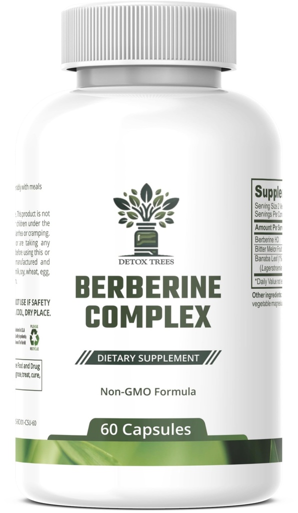 Berberine supplement met Bitter Melon Extract en Banaba Leaf Extract - 1000mg Berberine HCL voor het immuunsysteem - Gewichtsbeheer - Non-GMO - Glutenvrije Berberine Complex, 60 capsules.