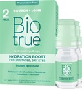 Biotrue Hydration Boost, Conservatieve-vrije oogdruppels voor droge ogen, onmiddellijk vochtig, rehydrateert, contact Lens Friendly, Refresh & Relieve Eye Irritation, 0,33 FL Oz (pakket van 2)