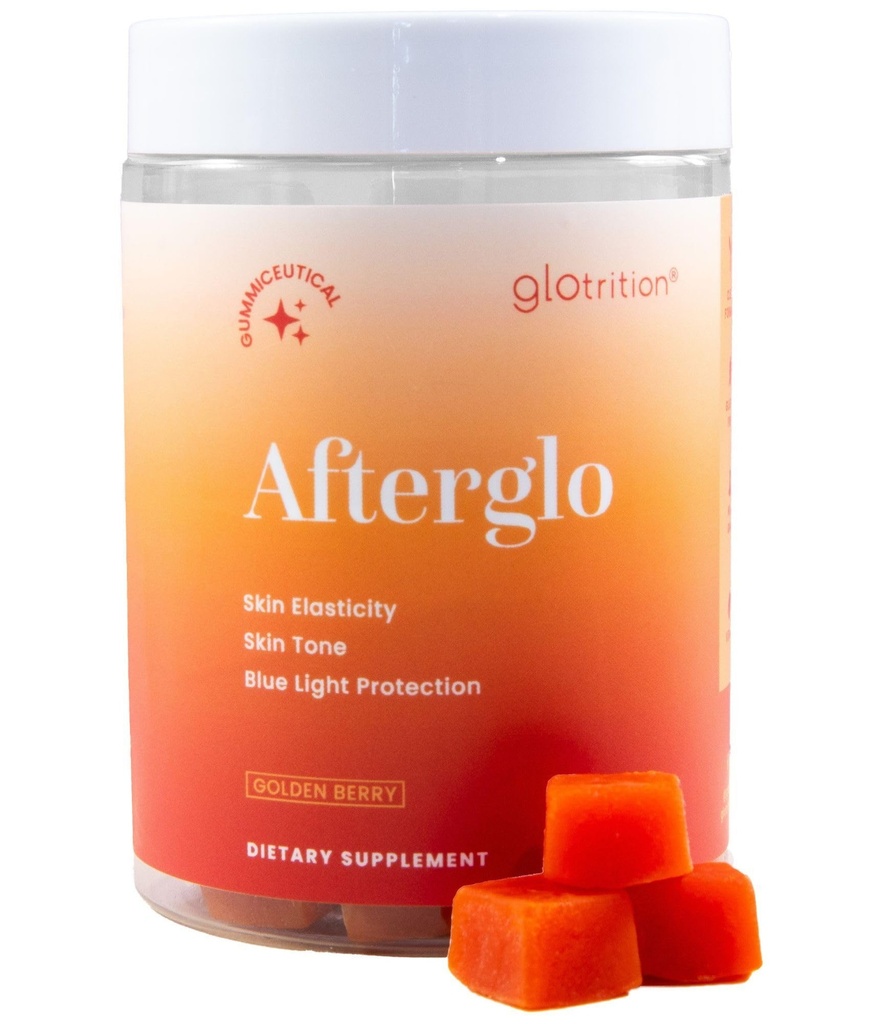 Gloitratie Afterglo Gummies - Beauty Supplement met vitamine A, vitamine C en vitamine E voor de stralende huid - Verzacht huid en verhoogt huidelasticiteit - 60 Gummies