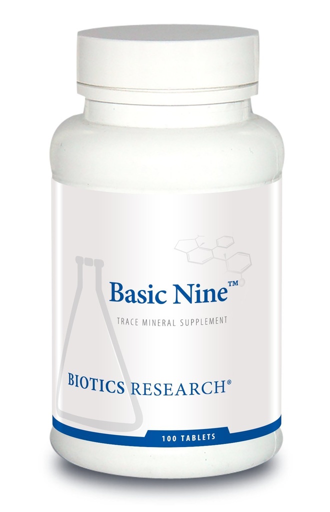 Biotics Research Basic Nine Whole Food Brond Rare Trace Minerals, Fytochemically Bound, Includes Antioxidants SOD and Catalase, 100 Tablets