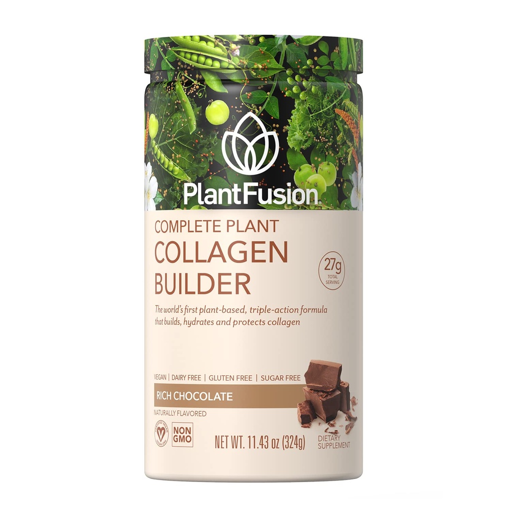 PlantFusion Vegan Collageen Powder - Plant Based Collageen Proteïne Powder For Muscle & Joints, Hair, Skin & Nails - Keto, Gluten Free, Soy Free, Non-Dairy, No Sugar, Non-GMO - Chocolate 11.43 oz