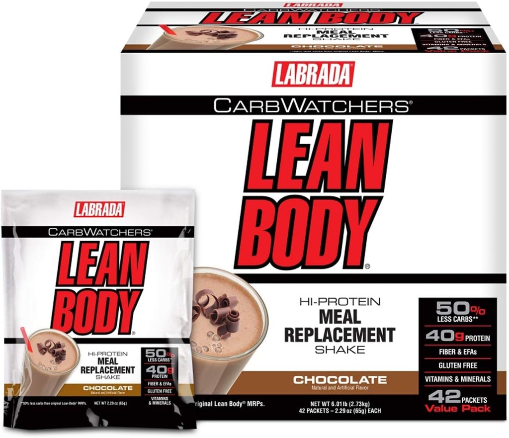 Labrada Carb Watchers Lean Body Hi-Protein Maaltijd Vervangingsshake, Chocolate Ice Cream, 2,29 Ounce (Pack van 42)