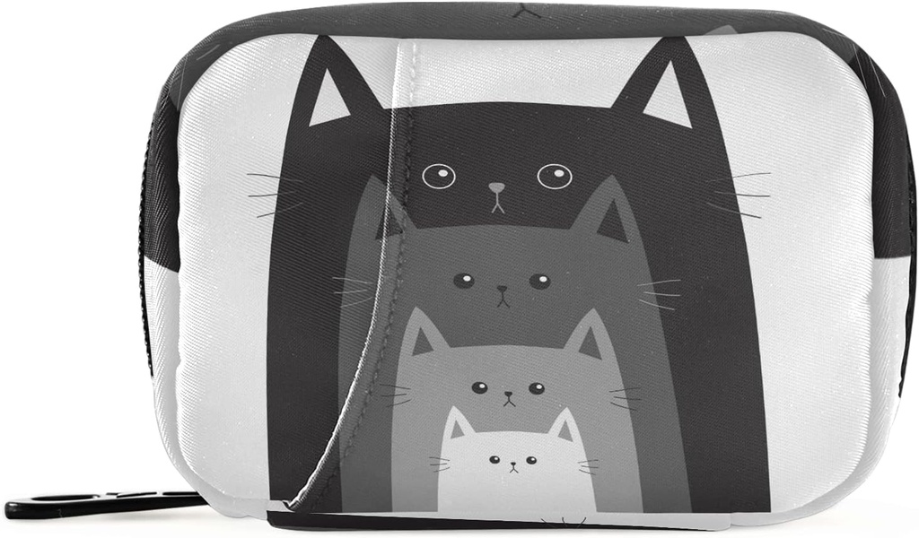 Naanle Grappige Katten in rij pil Box 7 Dag pil geval Travel pil Organizer Bag met rits draagbare week Case Compacte grootte voor vitamine supplement houder