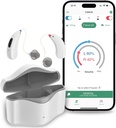 Hoortoestellen voor senioren oplaadbaar, RIC 16 Channel Hearing Aid met Bluetooth voor volwassenen, Senior Hearing Aids met Smart Noise Annulering, Digital Hearing Aid Device met APP Control, Wit