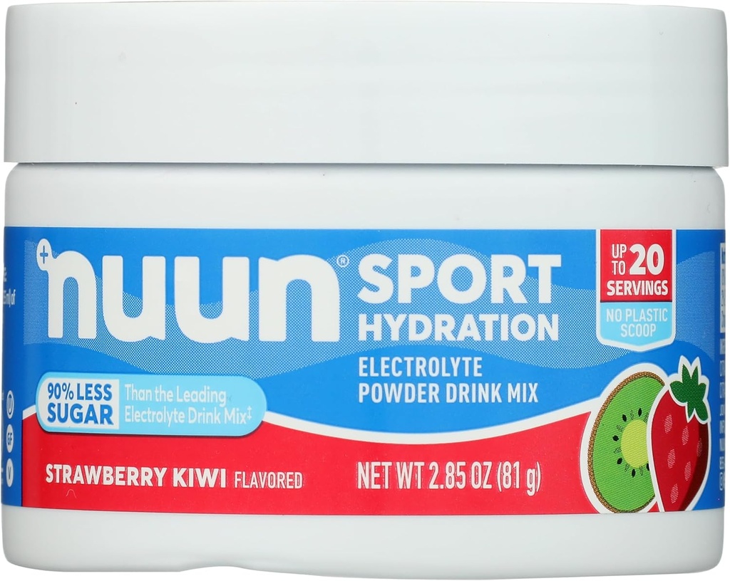 Nuun Sport Electrolyte Poeder Drink Mix met Magnesium, Calcium, Kalium, Chloride en Natrium, Aardbei Kiwi Smaak, Glutenvrij & Veganistisch, Tot 20 Servers