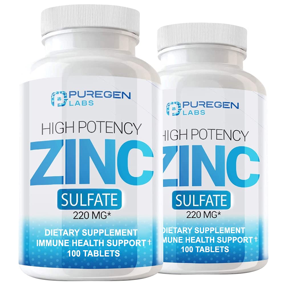 Purigen Labs Zinksulfaat 220 mg Dieetsupplement Tabletten - 100 Tellen (verpakking van 2)