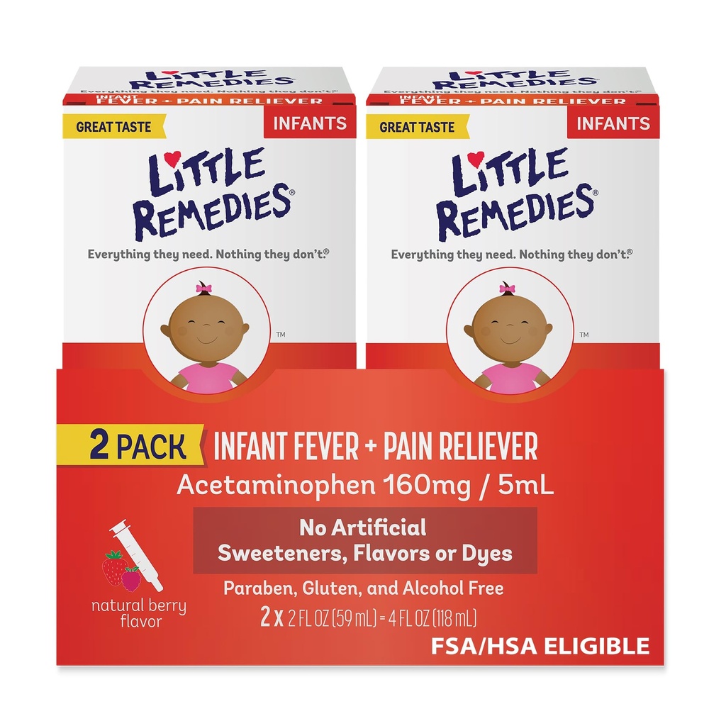 Little Remedies Zuigeling Koorts & Pain Reliever, natuurlijke Berry smaak, 2 Fl Oz (pakket van 2)