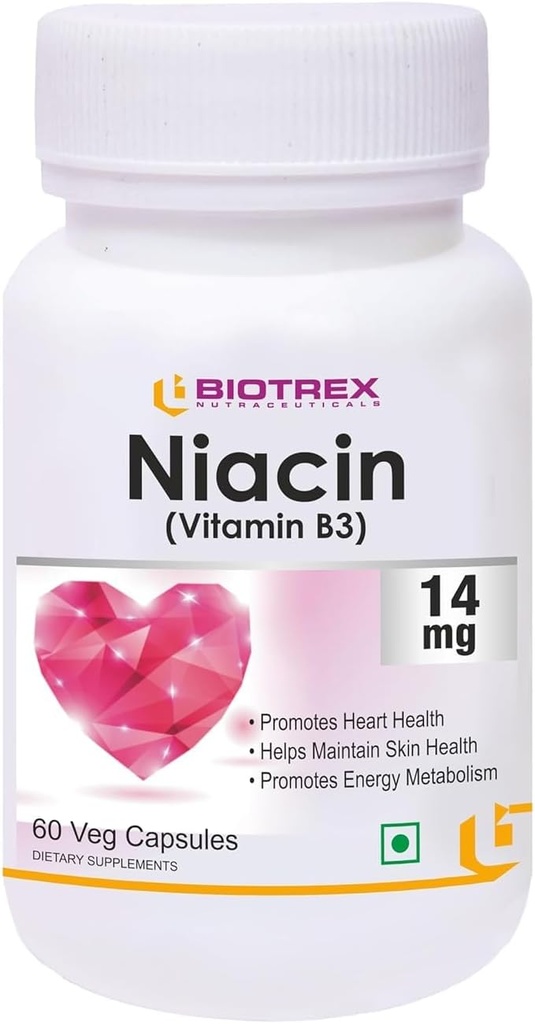 Generieke Nutraceuticals Niacin 14mg Vitamine B3 met Inositol 50mg Supplement - 60 Veg Capsules