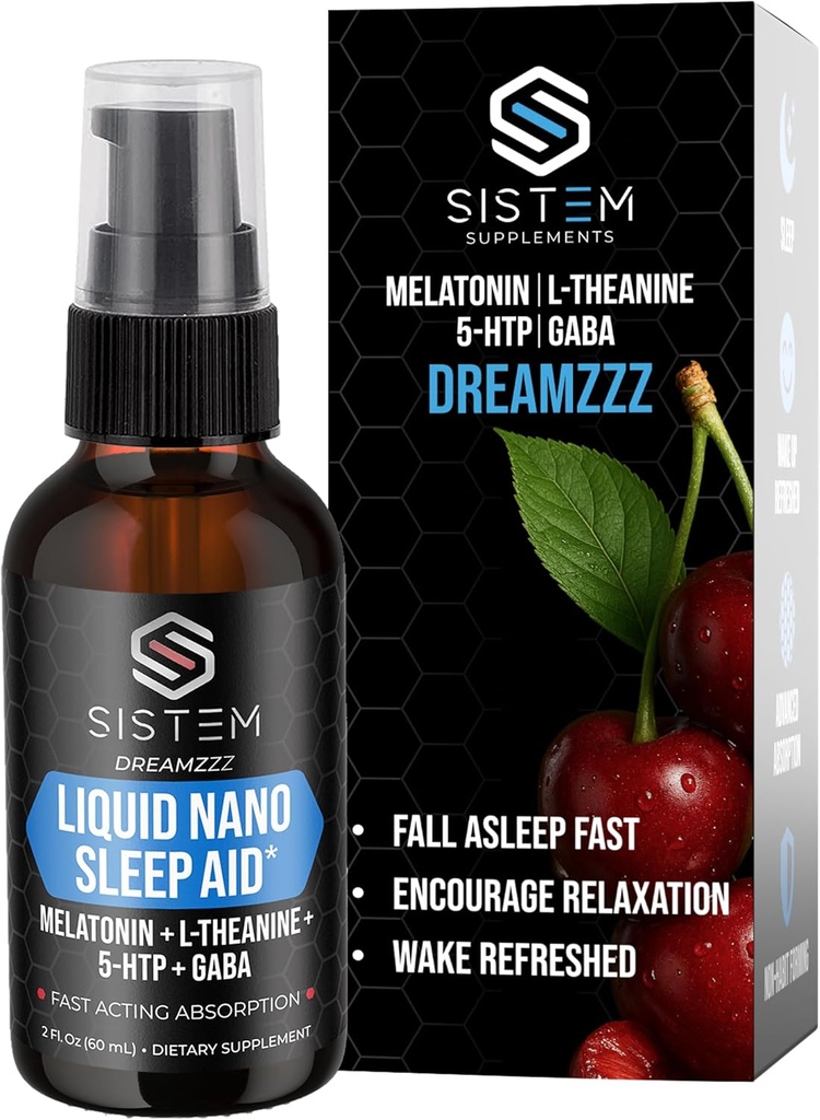 Liquid Nano Slaaphulp Spray met Melatonine, GABA, L-Theanine, 5-HTP Supplement Blend, bevordert kalmte, rust en herstel, vloeibare slaaphulp voor volwassenen, Dreamzzz door Sistem
