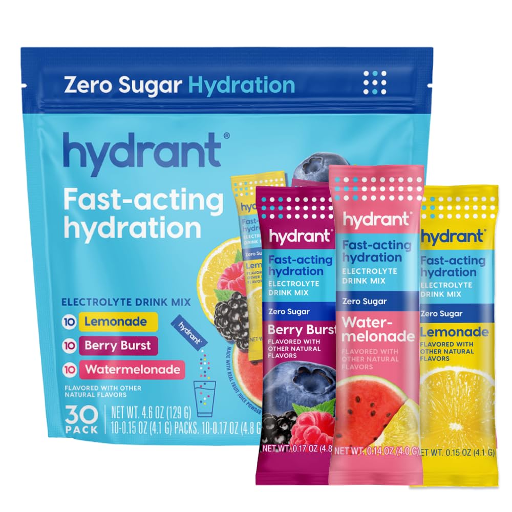 Hydratant - Hydration Powder Variety Pack, 30 Individual Sugar-Free Instant Electrolyte Rehydration Packets - Zero Sugar Drink Mix voor dagelijks gebruik, Reizen & workouts