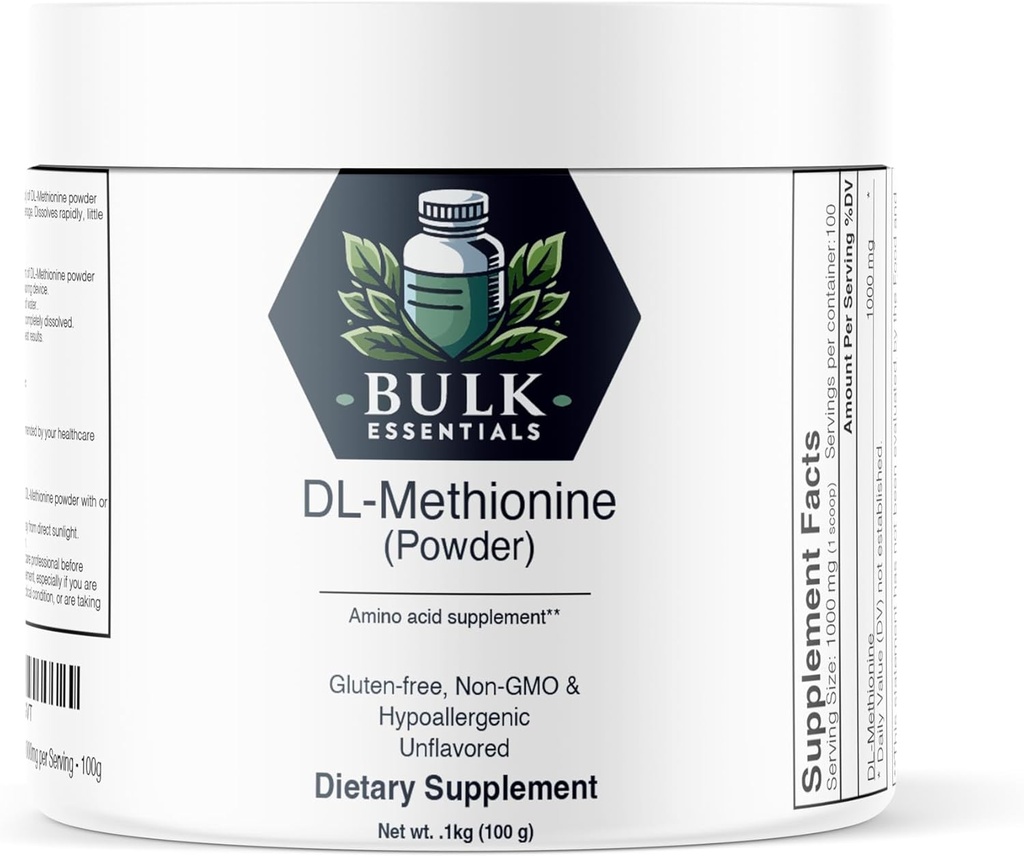 DL-Methionine Powder - Methionine Supplement - Amino Acids Supplement - Choline Supplement - 1000mg per Serving - 100g