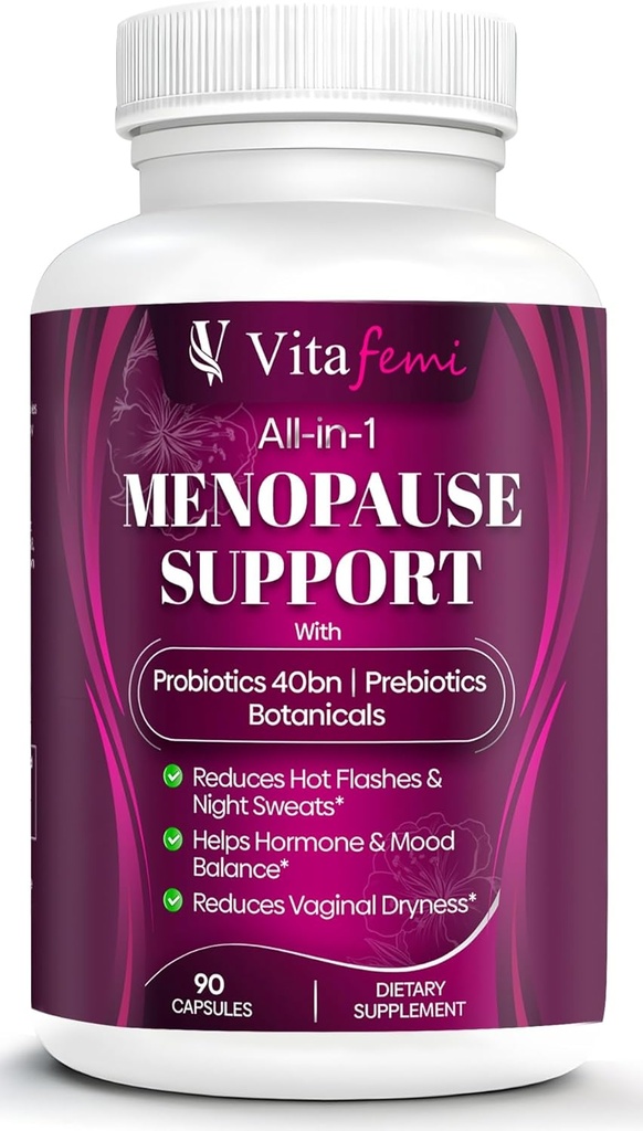 Best beoordeelde zeer effectieve Menopauze Ondersteuning, Menopauze Probiotica, Hot Flashes, Nacht Sweats, Hormone Balance, Mood Swings, DIM, Black Cohosh, Dong Quai, 40Bn CFU