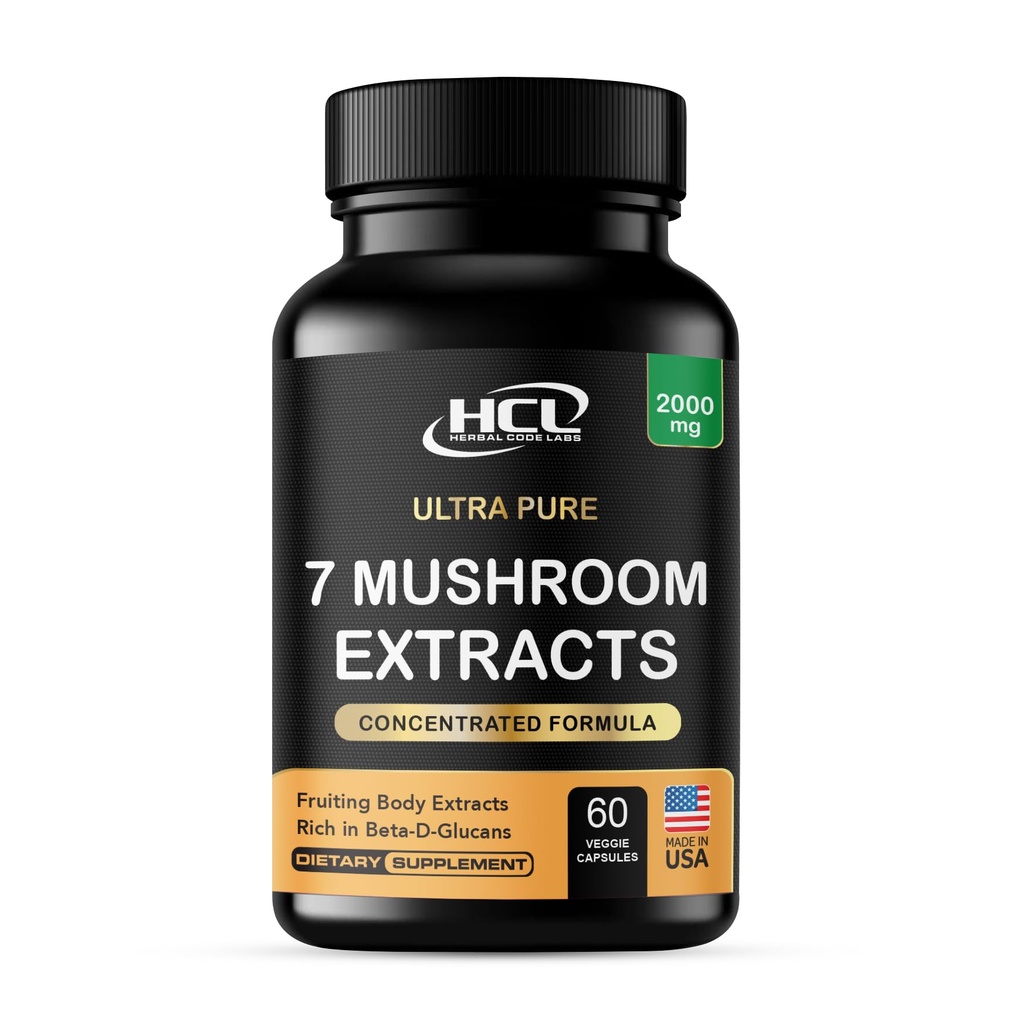 Paddestoelensupplement Extracten van Leeuwen Mane Cordyceps Chaga Reishi Turkije Staart Maitake Shiitake Capsules - Natuurlijke Vitaminen Mineralen Antioxidanten Supplement - Made in The USA