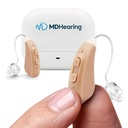MDHearingAid AIR Hearing Aid (Pair), OTC Rechargeable, Crystal-clear Digital Sound by MDHearing, Perfect voor glazen, bijna onzichtbaar